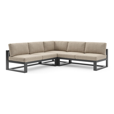 Verato loungehoek in zwart aluminium met bora jungle all weather cosytica kussen