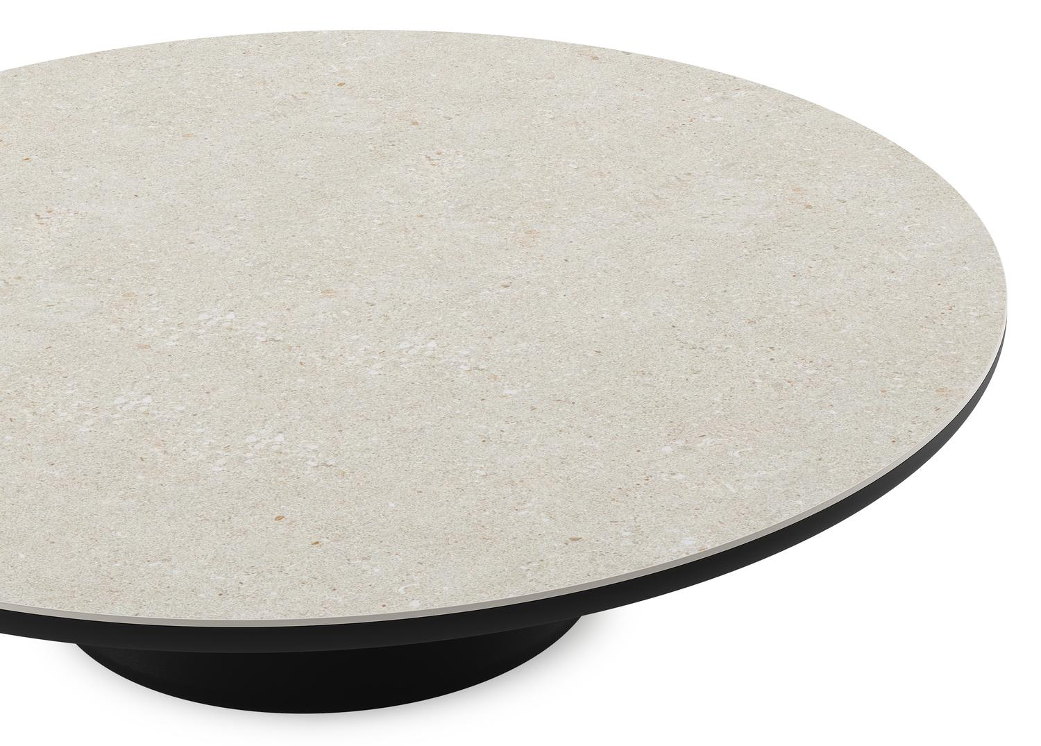 Table de basse Amico ronde en aluminium noir et céramique pleine Shilin - Diam. 110 x Haut. 28 cm