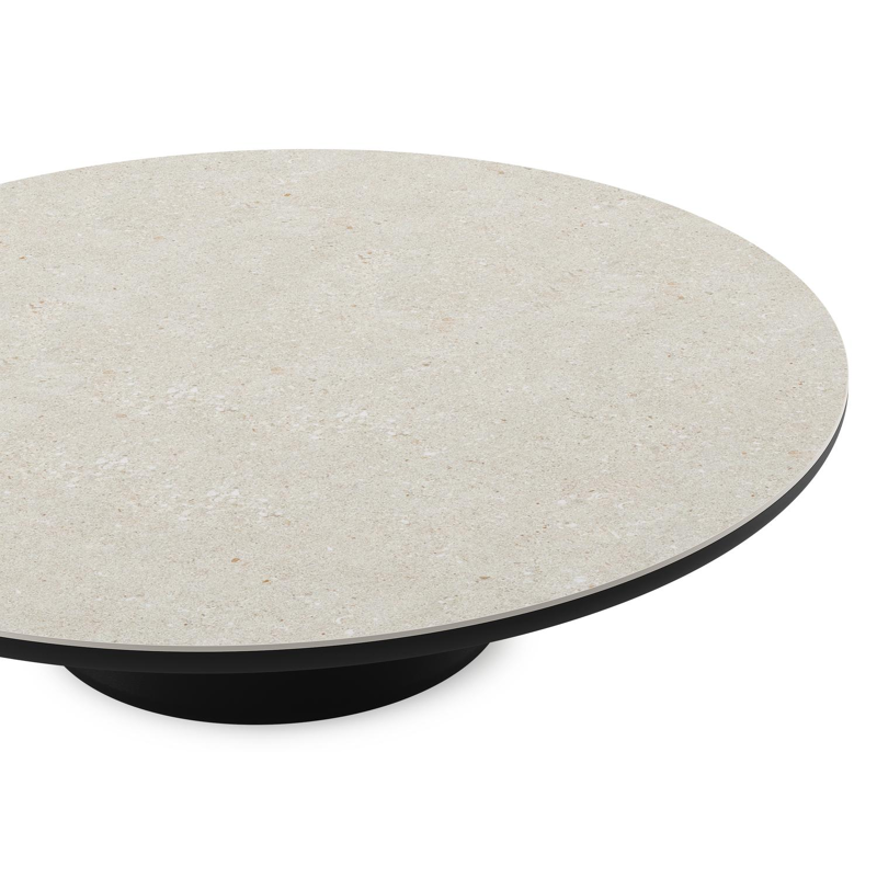 Amico loungetafel rond in zwart aluminium en volkeramiek Shilin - Dia. 110 x H 28 cm