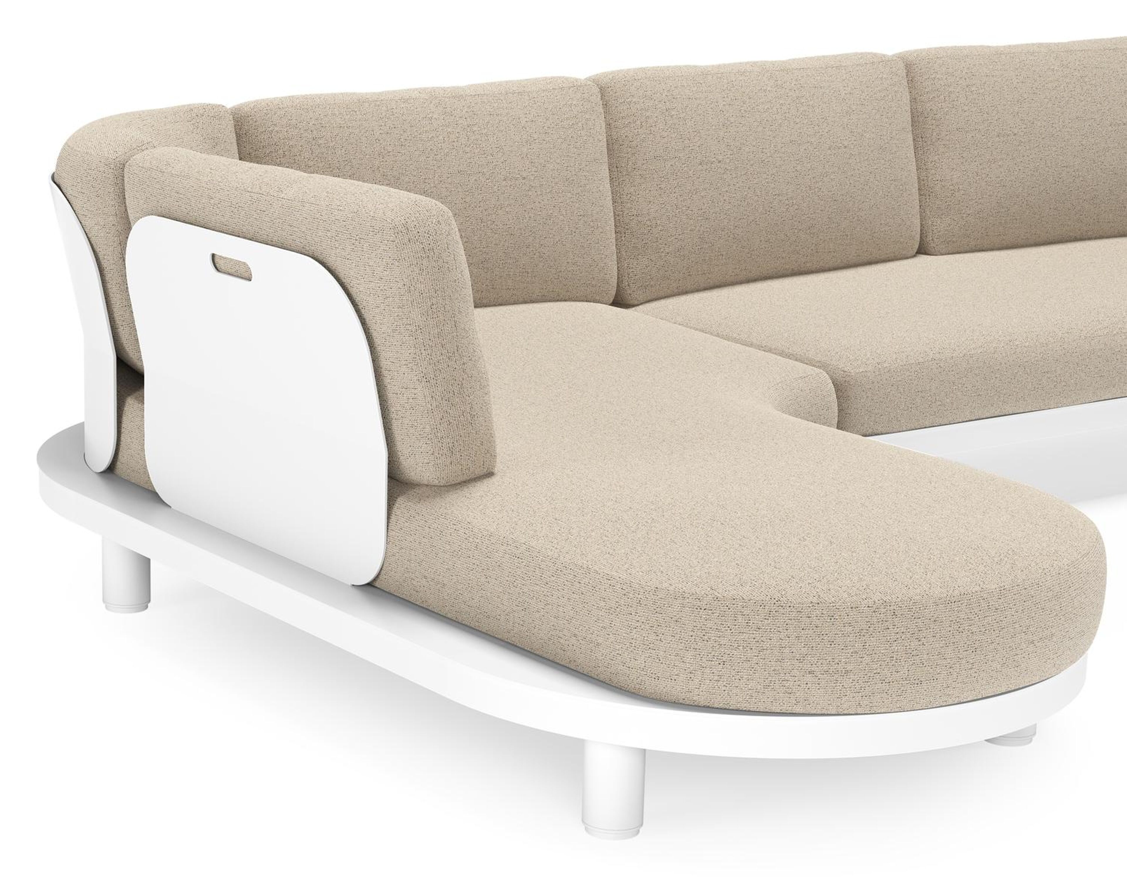 Donato loungehoek in wit aluminium met all weather cosytica Marbella Beige kussen