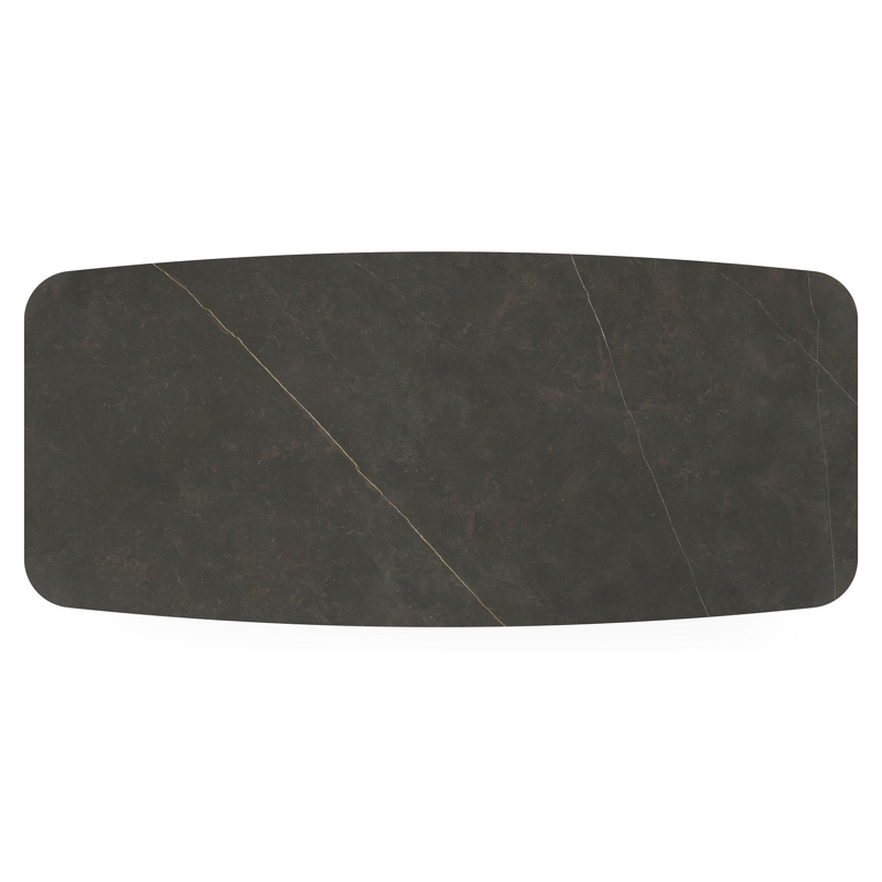 Pagino tuintafel in zwart aluminium en volkeramiek calatorao - L 255 x B 115 x H 74 cm