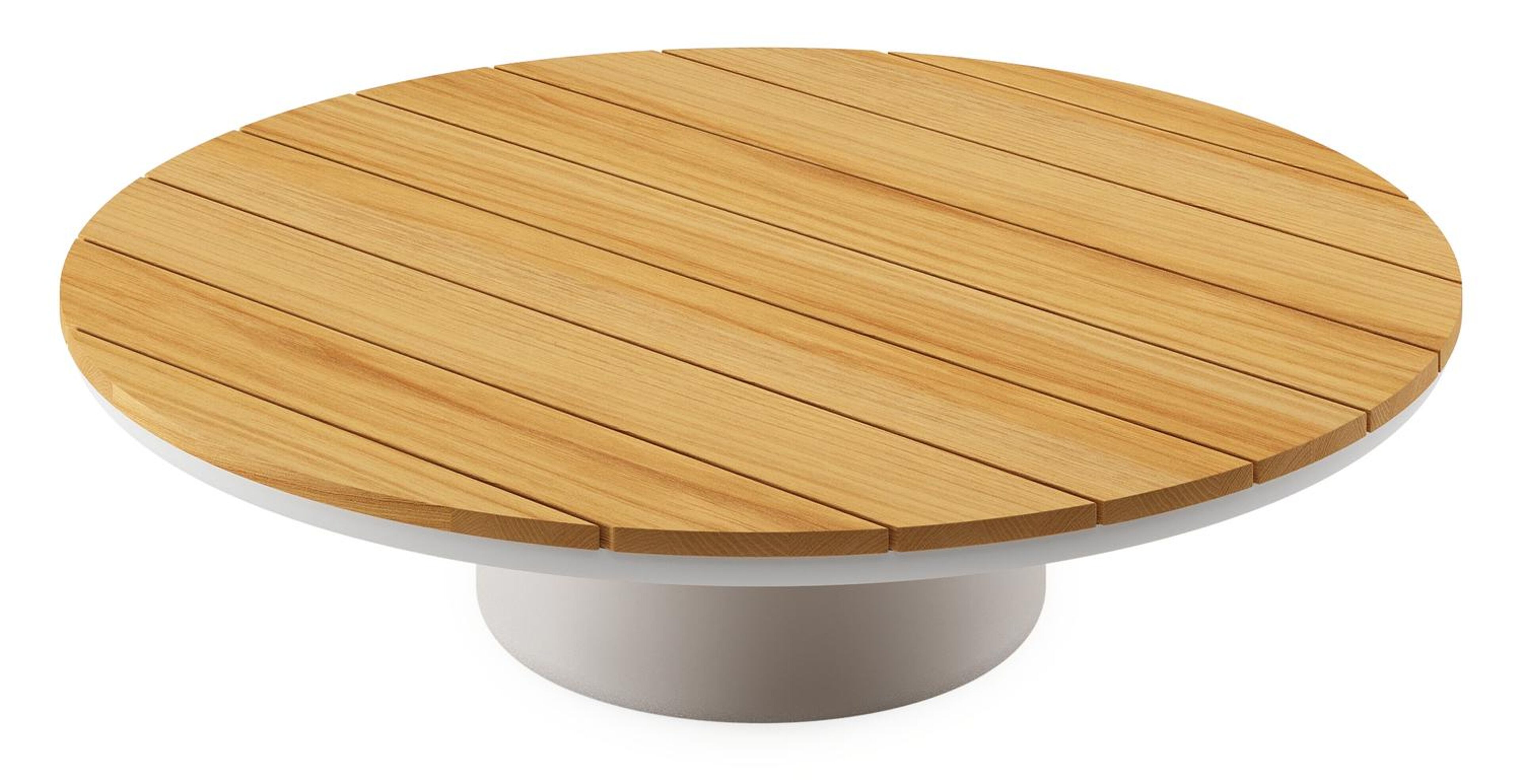 Amico loungetafel rond in wit aluminium en teak - Dia. 110 x H 28 cm