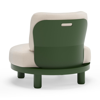 Donato loungestoel in groen aluminium met all weather sunbrella® luxe Lopi Snow kussen
