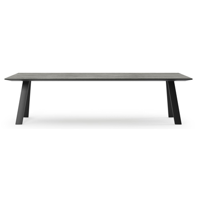 Table de jardin Cesano en aluminium noir et céramique pleine aspen grey - Lg 280 x Larg. 110 x H 75 cm