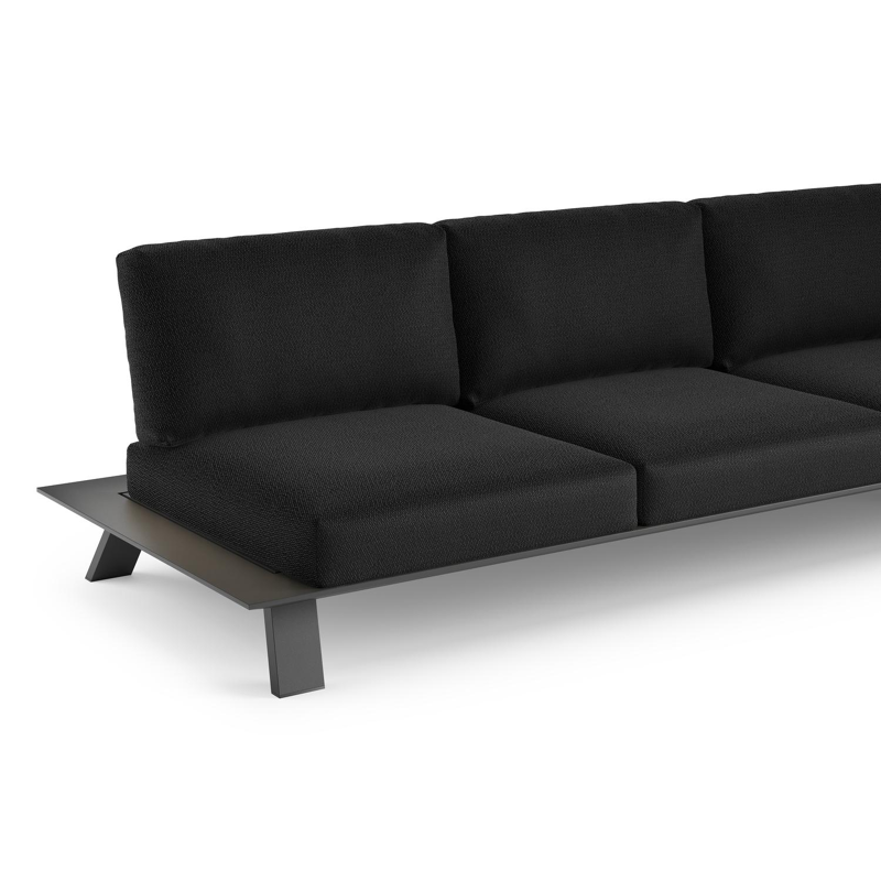 Canapé de jardin Cesano en aluminium noir et coussin en all weather Sunbrella® luxe lopi baribal