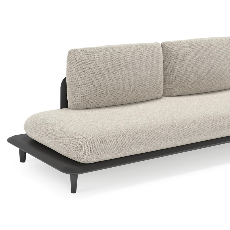 Bomero loungehoek in zwart aluminium met firenze sand all weather solica kussen