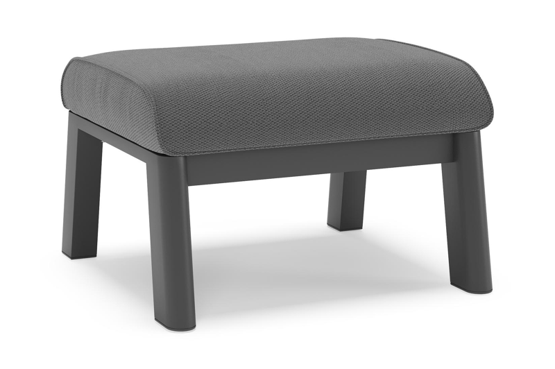 Cirello poef in zwart aluminium met lopi shadow all weather sunbrella® luxe kussen