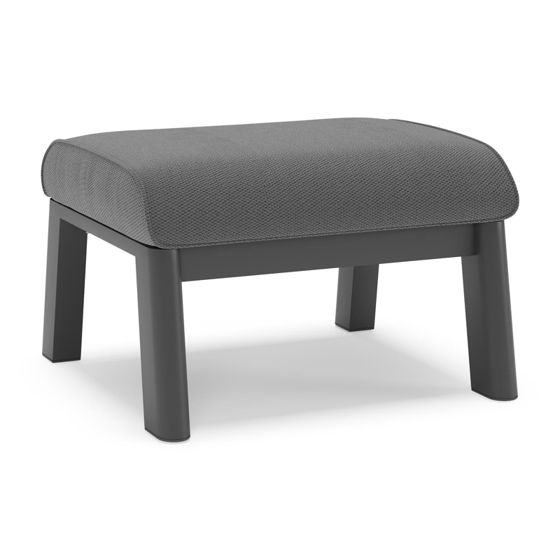 Cirello poef in zwart aluminium met lopi shadow all weather sunbrella® luxe kussen