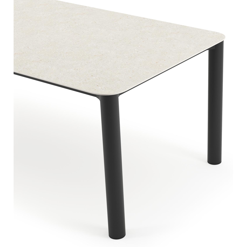 Orso tuintafel rechthoekig afgerond in zwart aluminium en volkeramiek shilin - L 240 x B 100 x H 73.5 cm