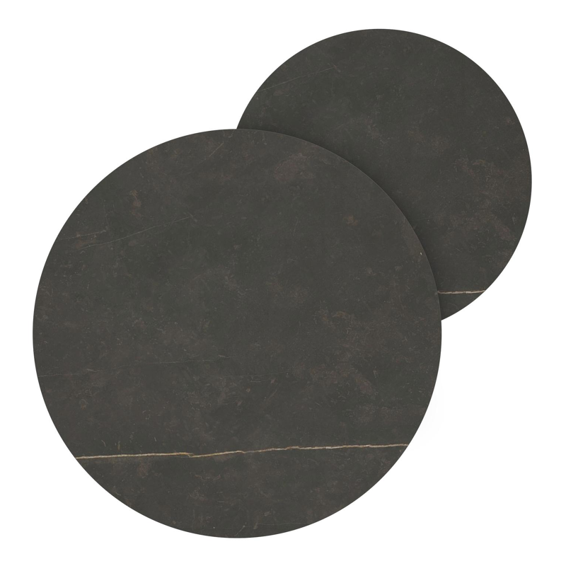 Tables basse Lacrima en aluminium noir et céramique pleine calatorao - Dia. 85/65 x H 35/30 cm