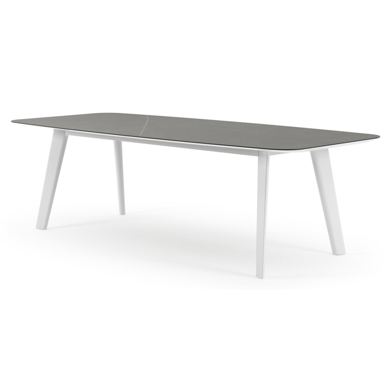 Lacrima tuintafel bootvorm in wit aluminium en volkeramiek Calatorao - L 255 x B 115 x H 73 cm