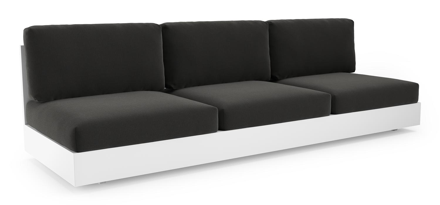 Como loungebank in wit aluminium met natte sooty all weather sunbrella® luxe kussen