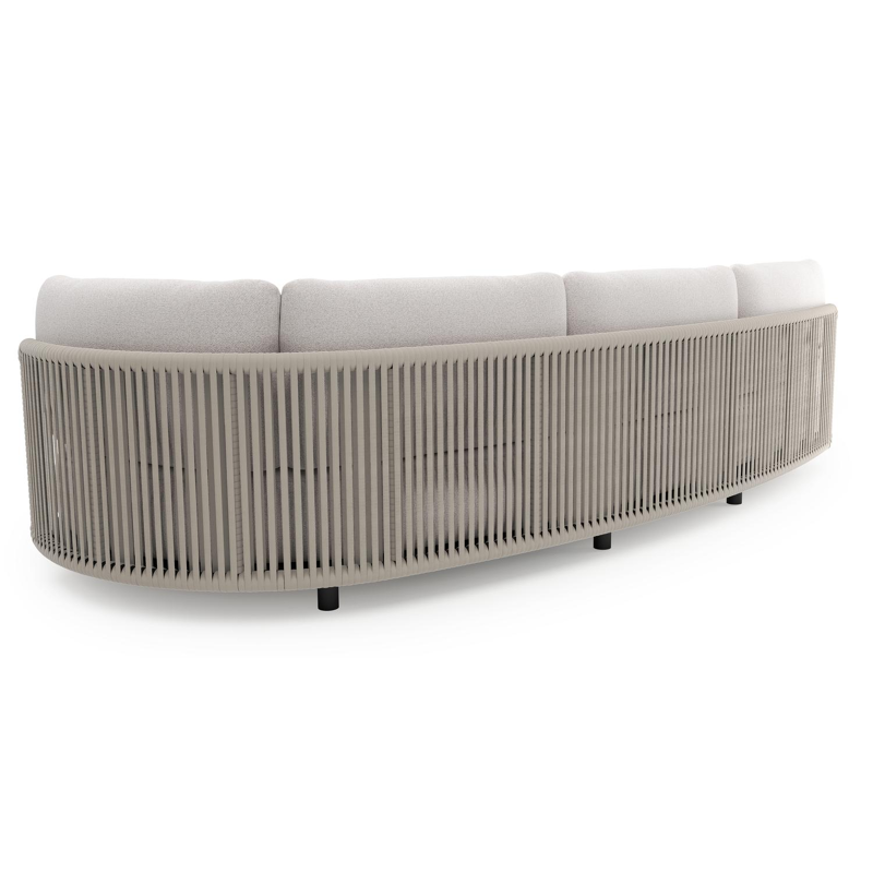 Lomano loungebank in zwart aluminium en beige verticaal geweven luxe vlakke rope met ego eggshell all weather solica kussen