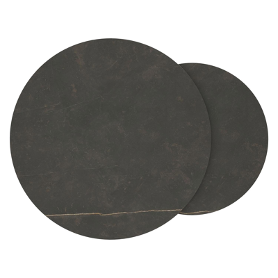 Fano set van 2 loungetafels rond in beige aluminium en volkeramiek Calatorao - Dia. 85 x H 35 cm