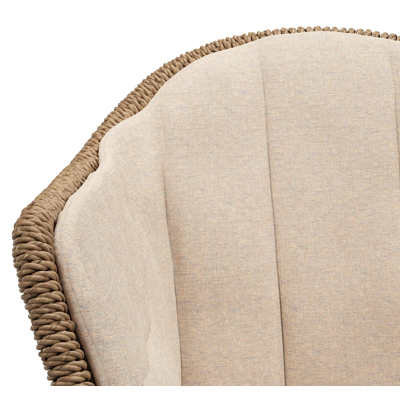 Pagino tuinstoel in teak en bruin ronde wicker met kussen in heritage papyrus all weather sunbrella® luxe