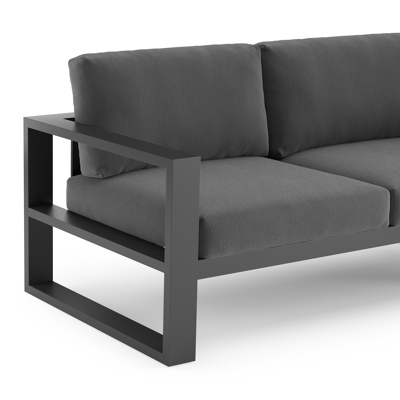 Verato loungehoek in zwart aluminium met lopi shadow all weather sunbrella® luxe kussen