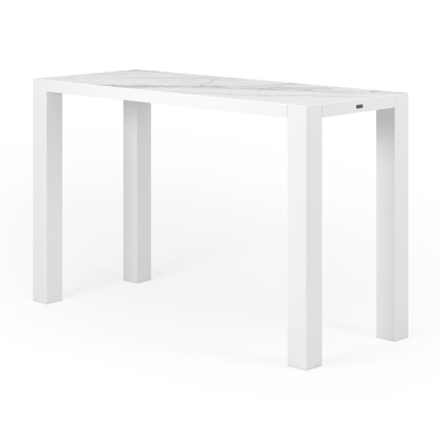 Nano bartafel in wit aluminium en volkeramiek calacatta - L 170 x B 70 x H 106 cm