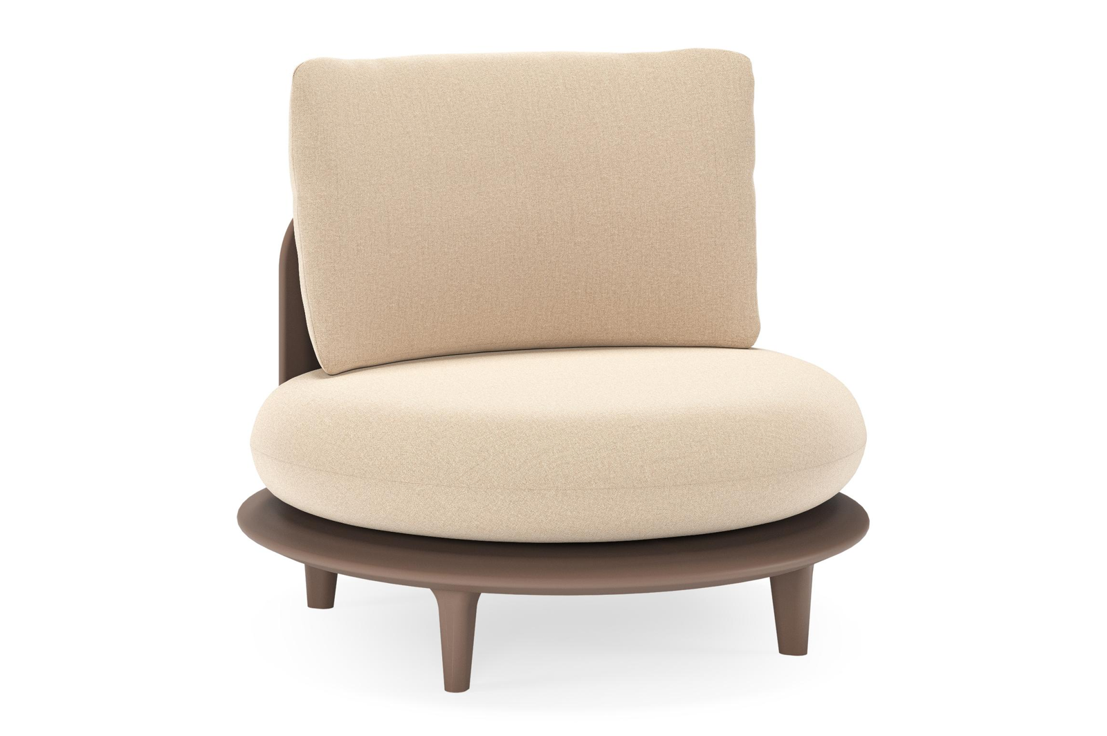 Bomero loungestoel in taupe aluminium met natte heather beige all weather sunbrella® luxe kussen