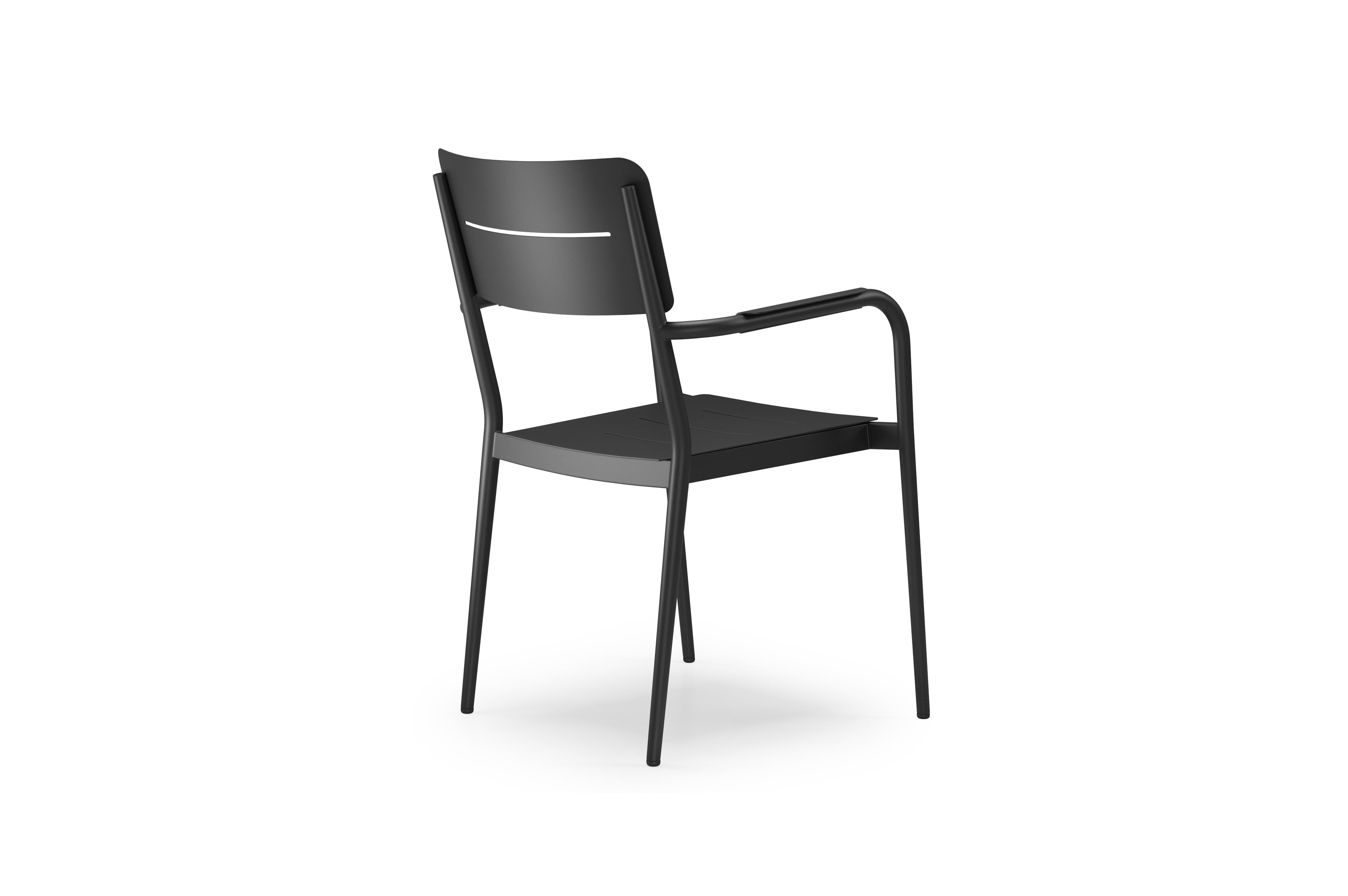 Calzo tuinset rechthoekig in zwart aluminium en sintered stone zwart met 6 Salto tuinstoelen