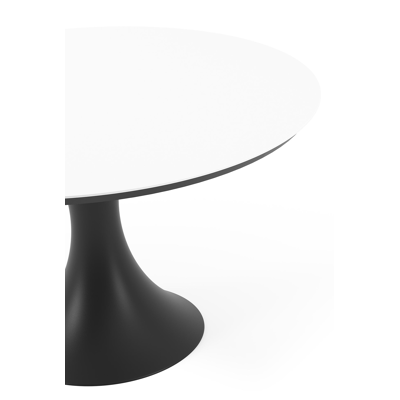Fano tuintafel rond in zwart aluminium en volkeramiek Arctic White - Dia. 130 x H 75 cm