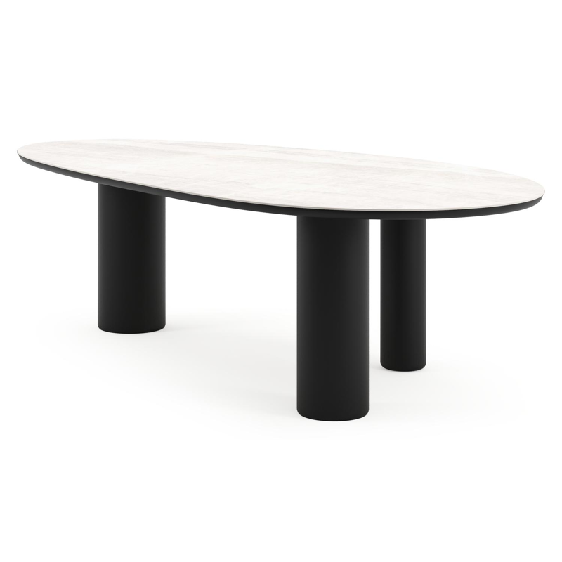 Amico tuintafel mango in zwart aluminium en volkeramiek Taj Mahal - L 260 x B 130 x H 74 cm