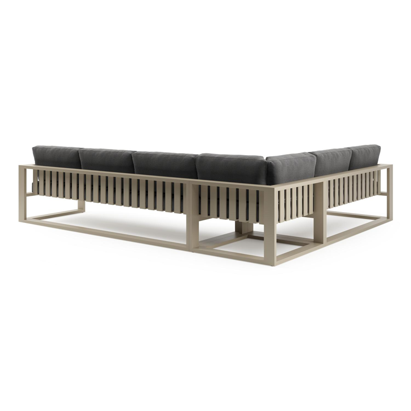 Verato loungehoek in beige aluminium met savane tornado all weather sunbrella® luxe kussen