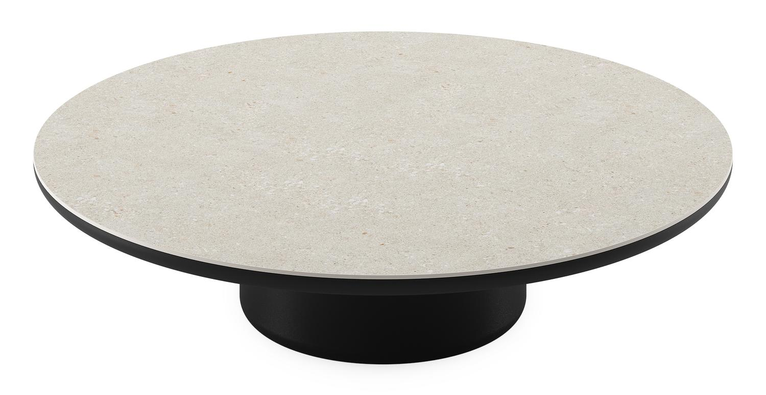 Table de basse Amico ronde en aluminium noir et céramique pleine Shilin - Diam. 110 x Haut. 28 cm