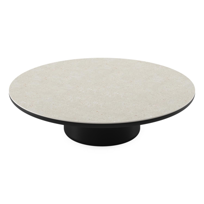 Amico loungetafel rond in zwart aluminium en volkeramiek Shilin - Dia. 110 x H 28 cm