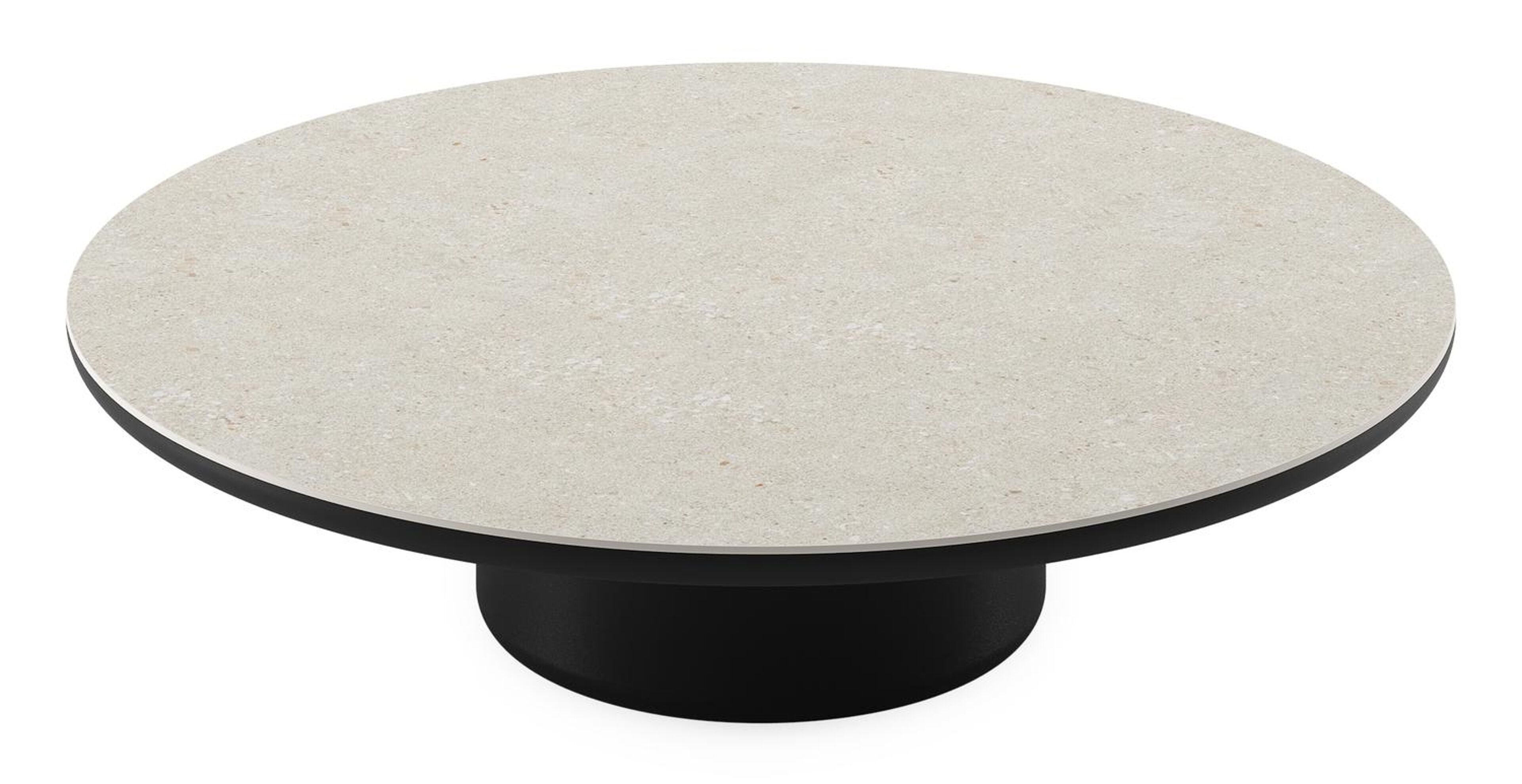 Amico loungetafel rond in zwart aluminium en volkeramiek Shilin - Dia. 110 x H 28 cm