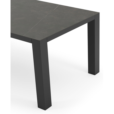 Table de jardin Nano en aluminium noir et céramique pleine calatorao - Lg 200 x Larg. 100 x H 75 cm