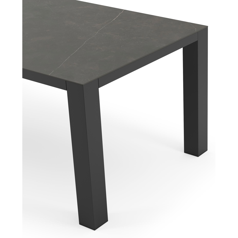 Table de jardin Nano en aluminium noir et céramique pleine calatorao - Lg 200 x Larg. 100 x H 75 cm