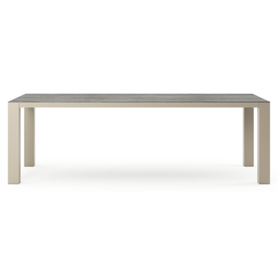 Table de jardin Nano rectangulaire en aluminium beige et céramique pleine Aspen Grey - Lg. 240 x Lrg. 100 x Haut. 75 cm