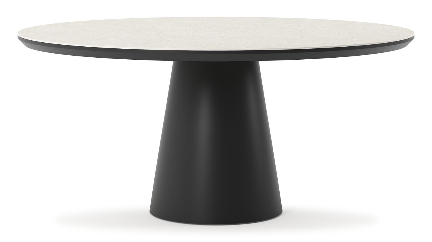 Donato tuintafel in zwart aluminium en volkeramiek shilin - Dia. 148 x H 76 cm