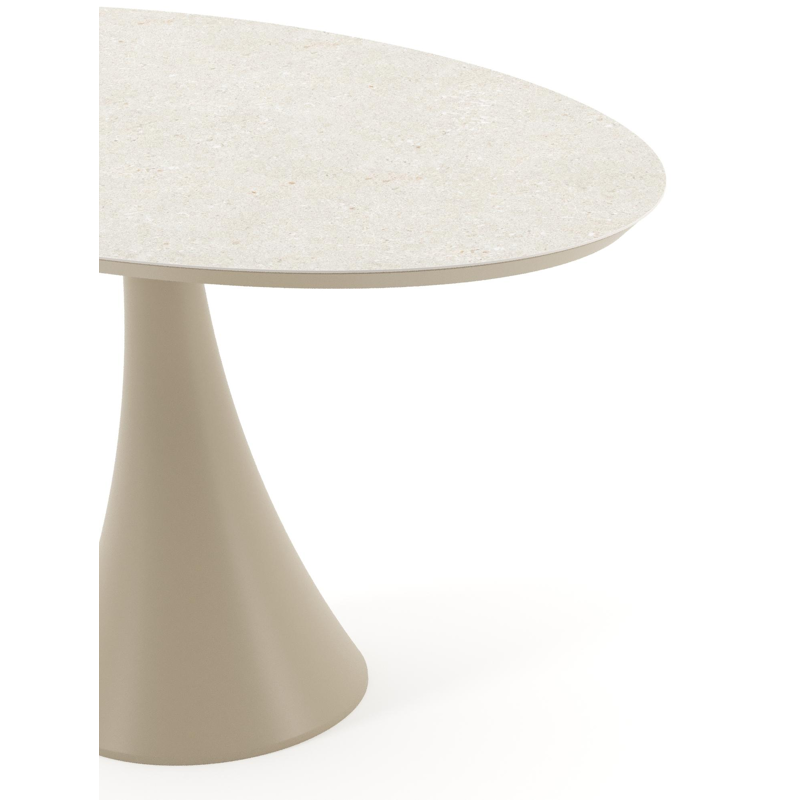 Table de jardin Fano oval en aluminium beige et céramique pleine Shilin - Lg. 140 x Lrg. 80 x Haut. 74.5 cm