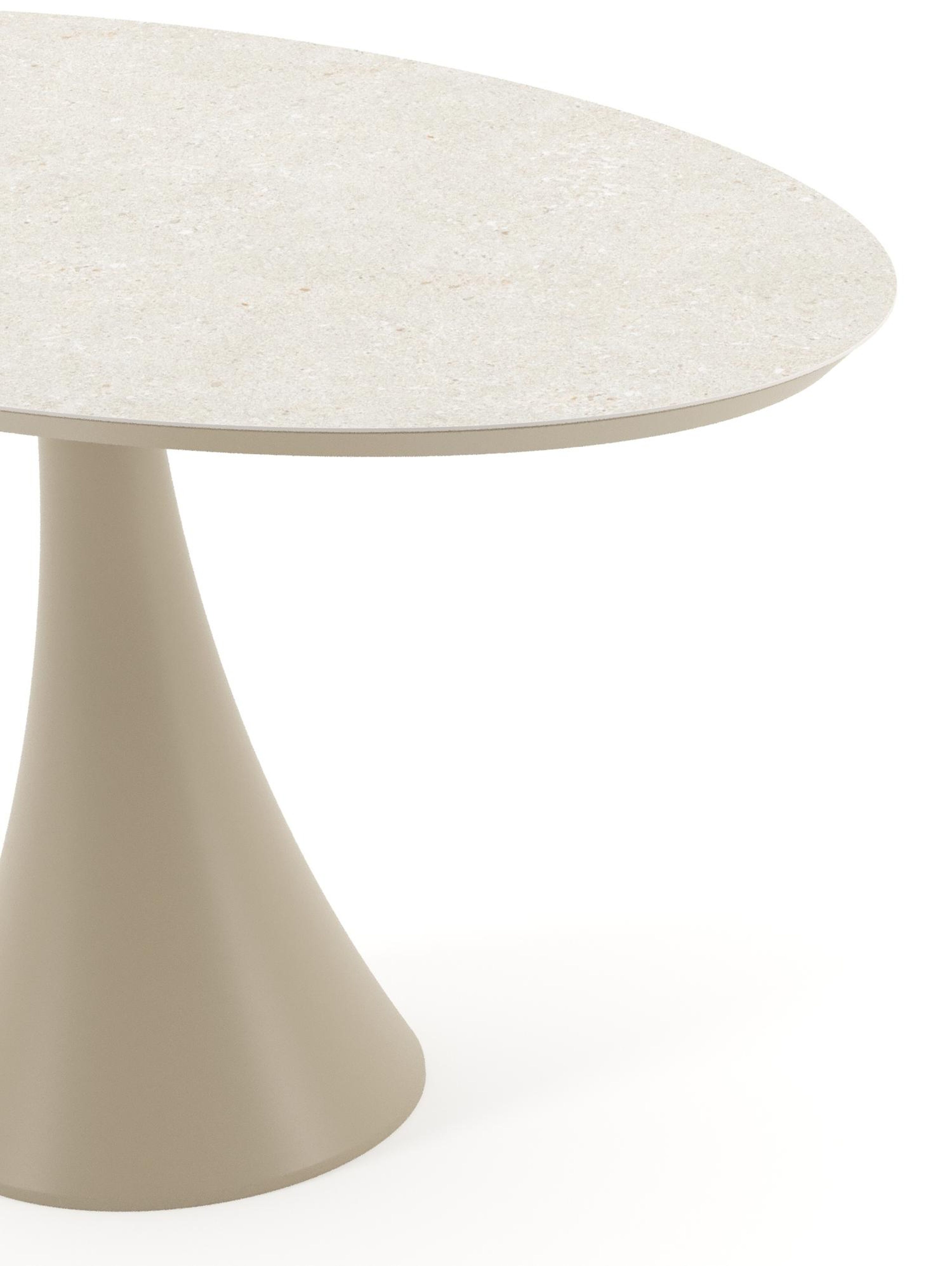 Fano tuintafel ovaal in beige aluminium en volkeramiek Shilin - L 140 x B 80 x H 74.5 cm