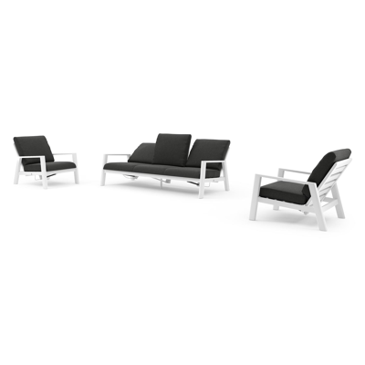 Salon de jardin Cirello en aluminium blanc et coussins en all weather sunbrella® luxe chartres sooty