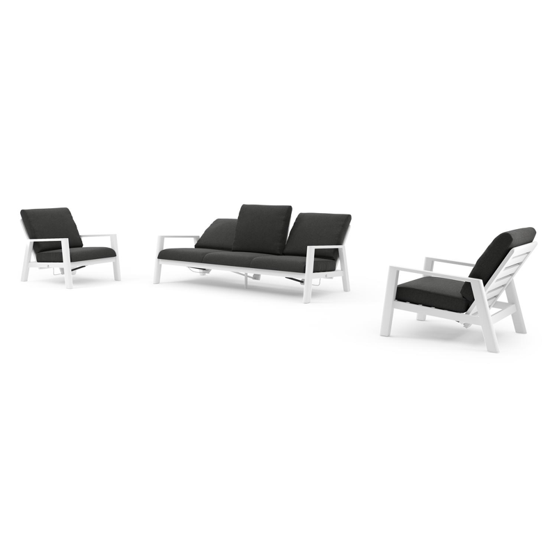 Cirello loungeset in wit aluminium met chartres sooty all weather sunbrella® luxe kussen