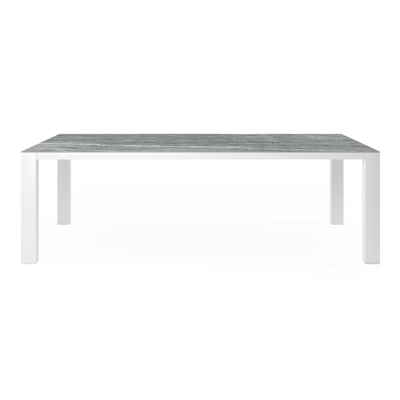 Table de jardin Nano en aluminium blanc et ceramique pleine mar del plata - Lg. 240 x Larg. 148 x H 73,6 cm