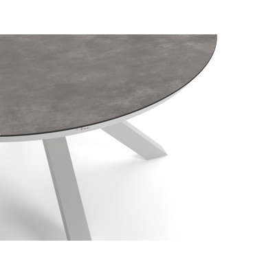 Tora tuinset in wit aluminium en grijs keramische print tafelblad met 4 Paco tuinstoelen