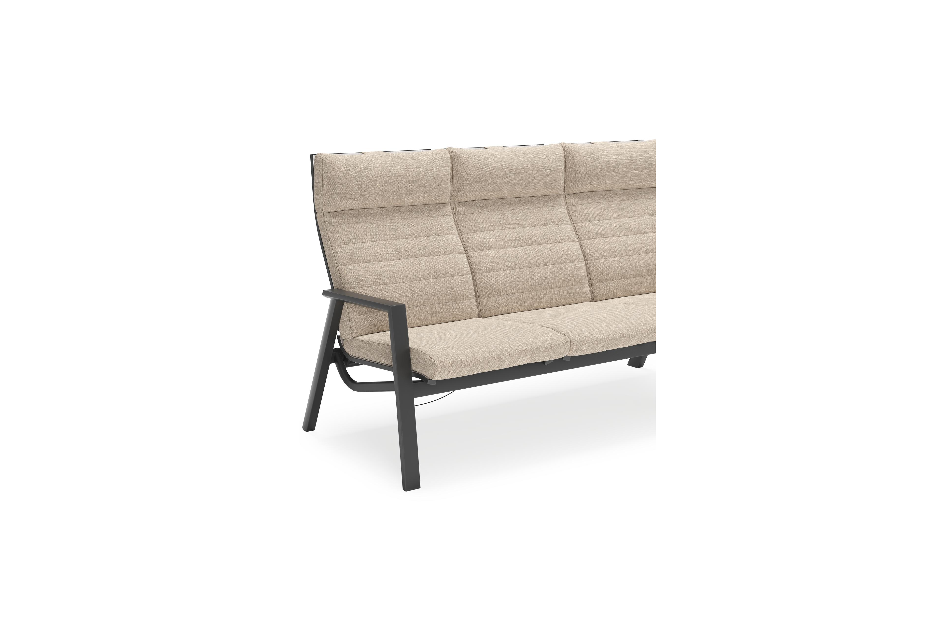 Prato loungebank in zwart aluminium met rustic weather+ softtouch kussen