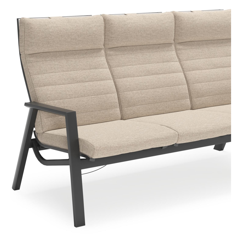 Prato loungebank in zwart aluminium met rustic weather+ softtouch kussen