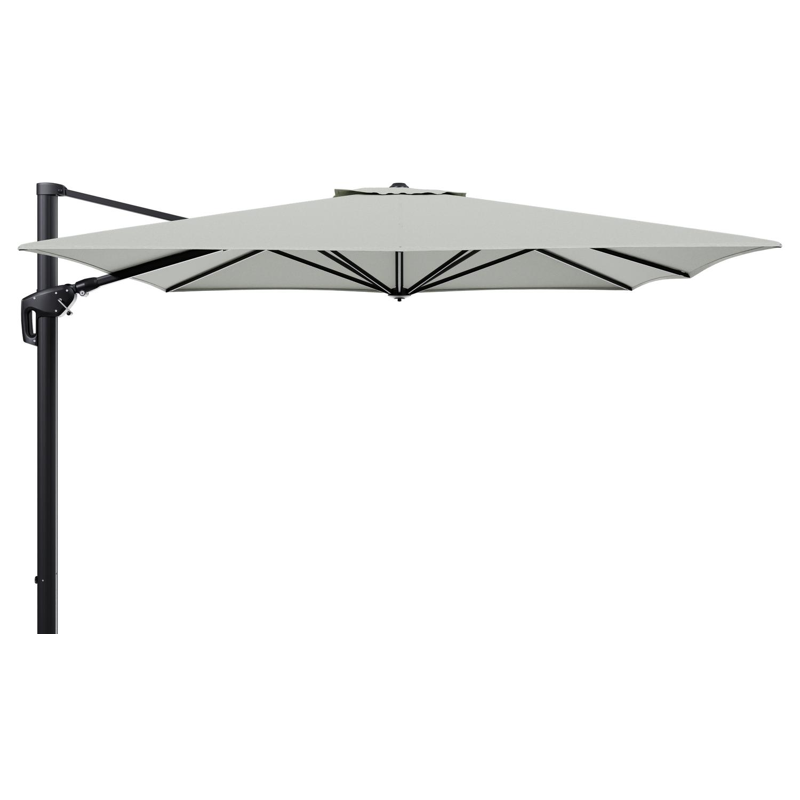 Minore zweefparasol tiltfunctie in zwart aluminium en parasoldoek in All Weather Sunbrella® Luxe Slow Spirea  - L1 350 x L2: 350 cm (zonder voet) (zonder voet)