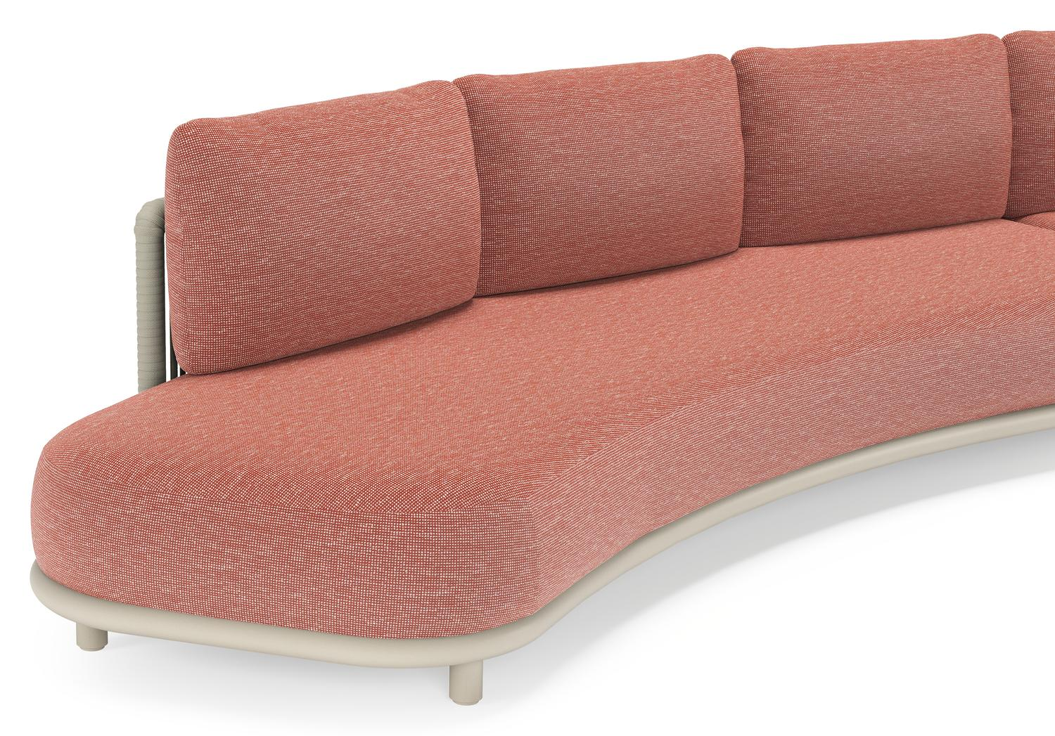 Salon de jardin d'angle Lomano en aluminium beige et corde luxe plate tissÃ©e verticalement beige et coussins en all weather sunbrellaÂ® luxe Slow Alezan