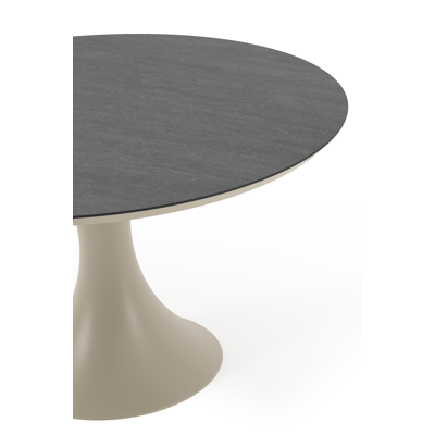 Fano tuintafel rond in beige aluminium en volkeramiek Basalt Black - Dia. 130 x H 75 cm