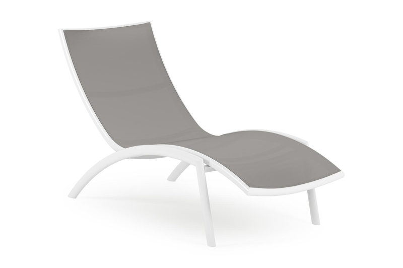 Siena ligbed in wit aluminium en grijs textilene