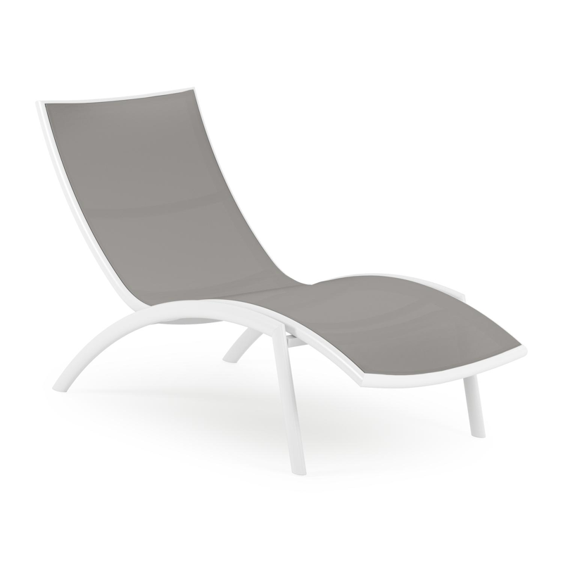 Siena ligbed in wit aluminium en grijs single textilene