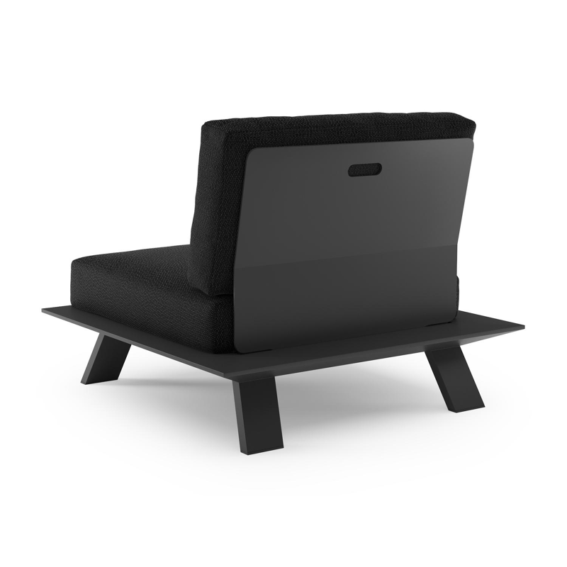 Fauteuil de jardin Cesano en aluminium noir et coussin en all weather Sunbrella® luxe lopi baribal