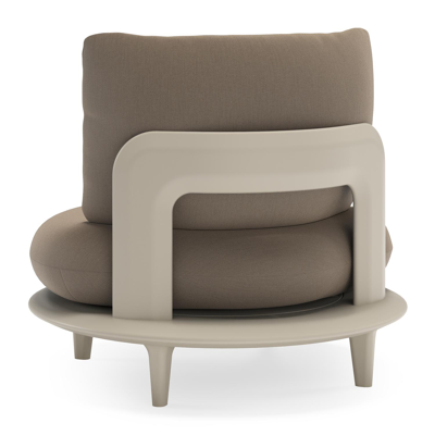 Bomero loungestoel in beige aluminium met natte heather grey all weather sunbrella® luxe kussen