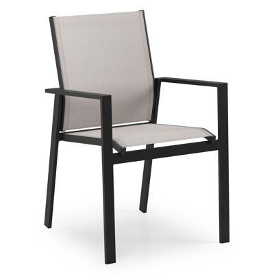 Bahia tuinstoel in zwart aluminium en beige textilene