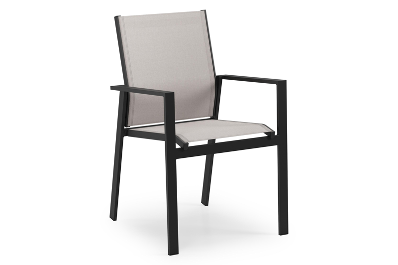 Bahia tuinstoel in zwart aluminium en beige textilene